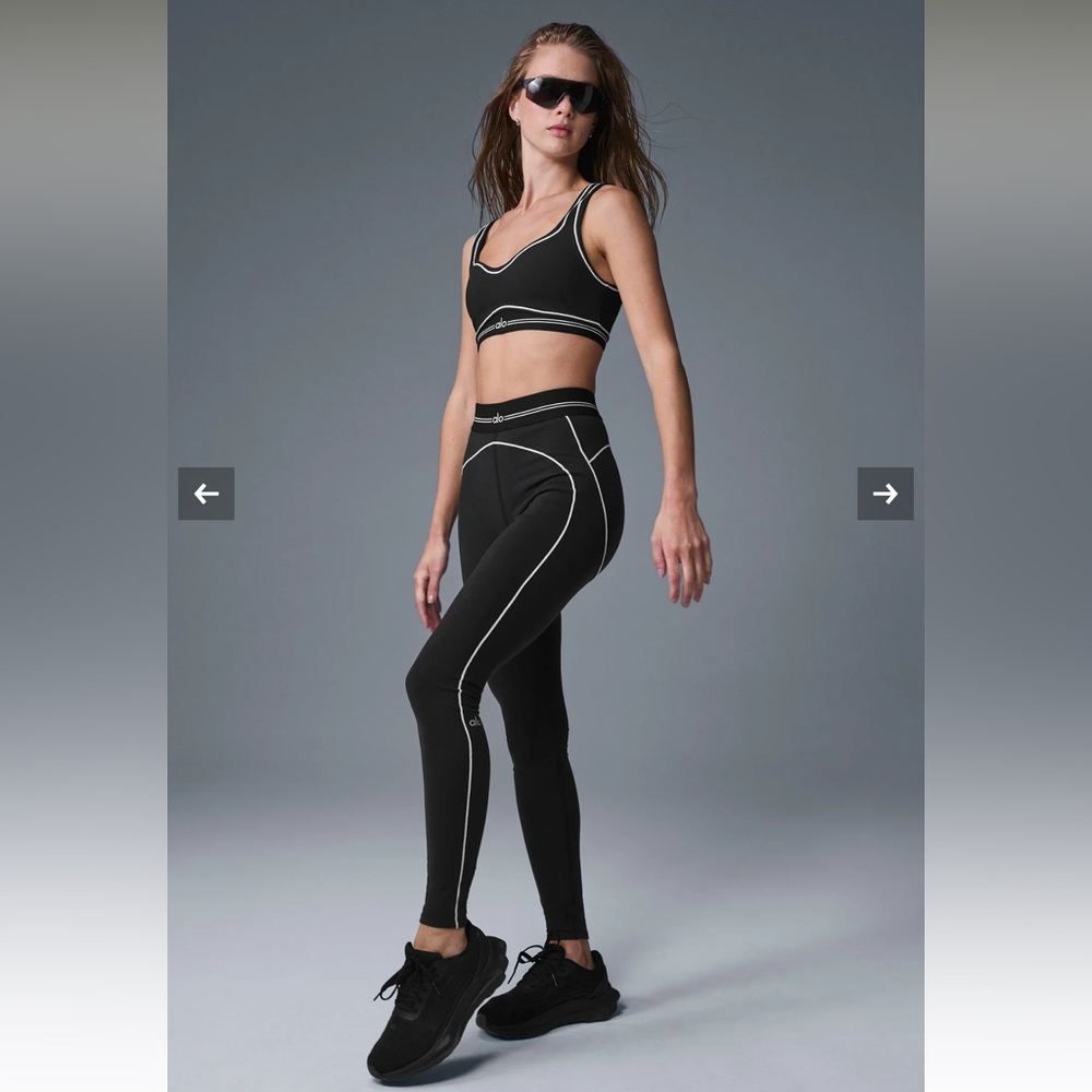 Authentic ALO Yoga Black Set with White Trim